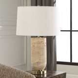 Modern European furniture - Beige Travertine Table Lamp - www.oroa.com
