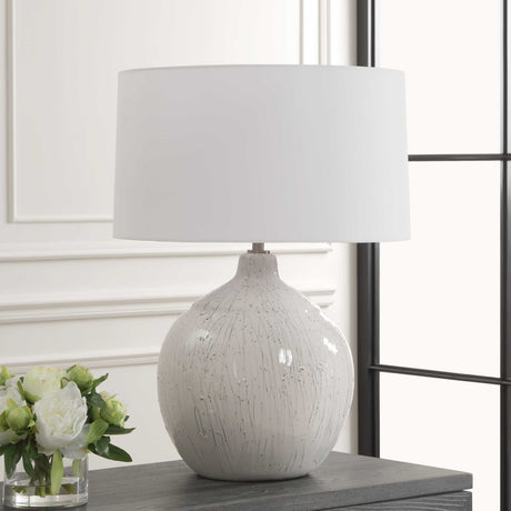 White Glaze Ceramic Table Lamp by Uttermost Dribble, alternate view 6