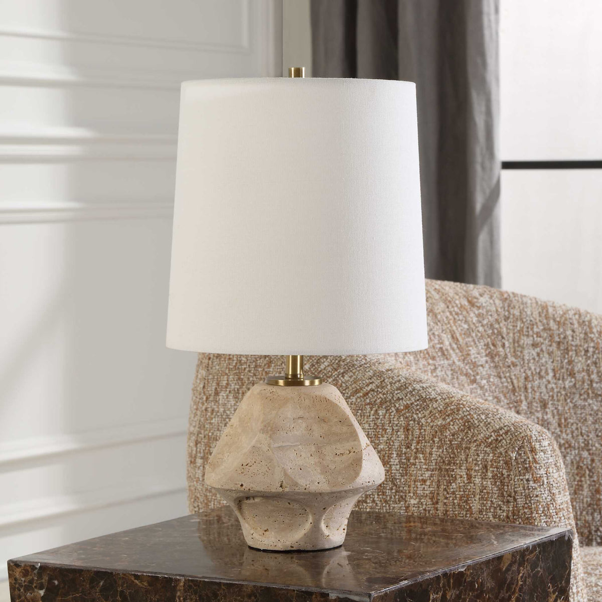 Carved Travertine Accent Lamp | Uttermost Indent