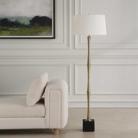 Modern European furniture - Black Travertine Base Floor Lamp - www.oroa.com