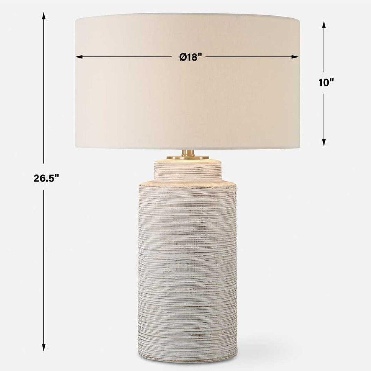 Ribbed White Ceramic Table Lamp by Uttermost Crimp, alternate view 4