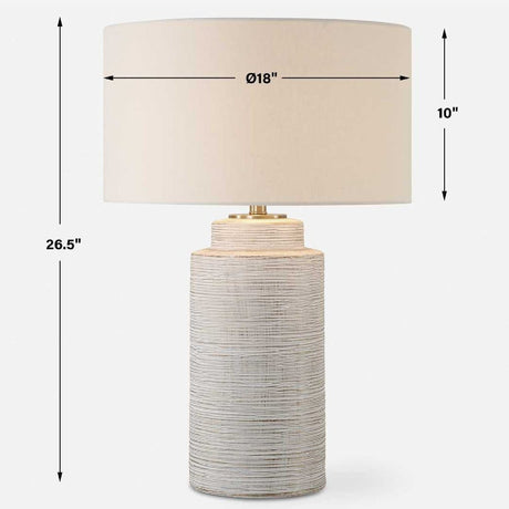 Ribbed White Ceramic Table Lamp by Uttermost Crimp, alternate view 4