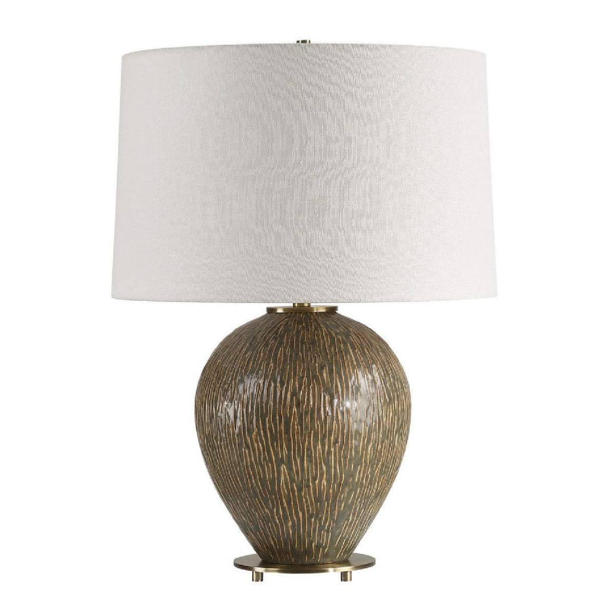 Distressed Brown Ceramic Table Lamp by Uttermost Rya, alternate view 4