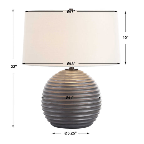 Bronze Ribbed Ceramic Table Lamp by Uttermost Chelsom, alternate view 7