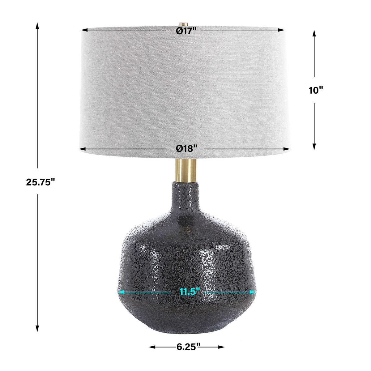 Mottled Black Ceramic Table Lamp by Uttermost Flanagan, alternate view 6