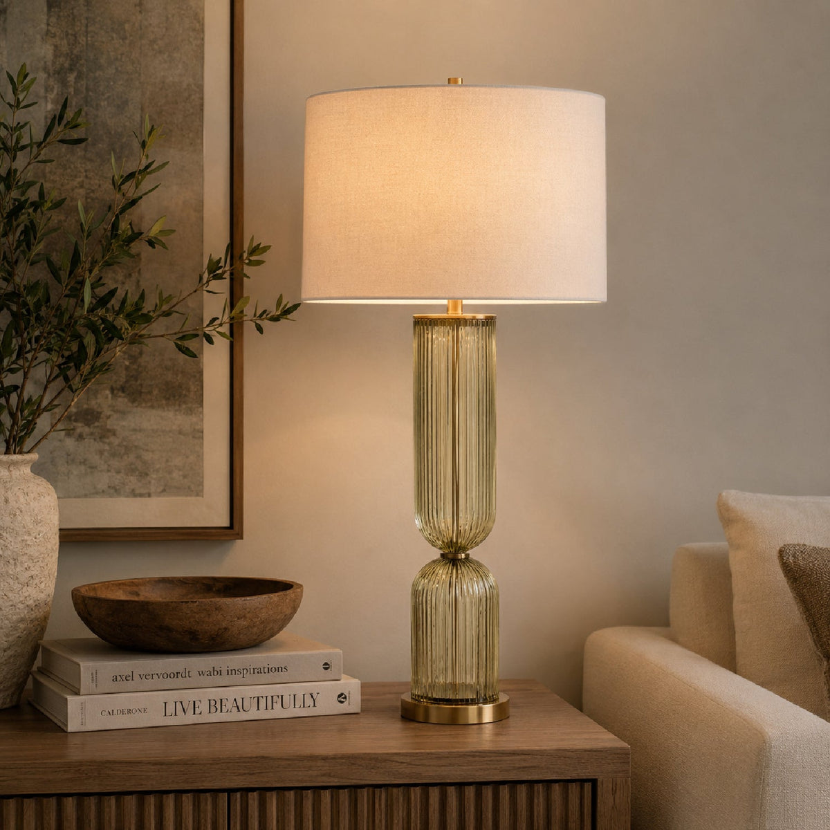 Transparent Green Glass Table Lamp by Uttermost Mirah, alternate view 2