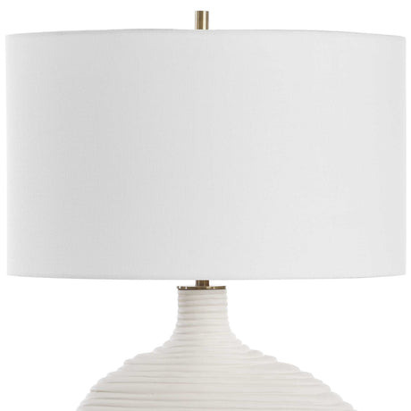 White Ceramic Organic-Shaped Table Lamp by Uttermost Duostacked, alternate view 5