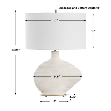 White Ceramic Organic-Shaped Table Lamp by Uttermost Duostacked, alternate view 8