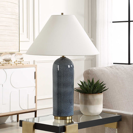 Modern European furniture - Blue Glaze Ceramic Table Lamp - www.oroa.com