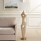 Modern European furniture - Abstract Carved Wood Floor Lamp - www.oroa.com