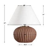 Channeled Brown Porcelain Table Lamp by Uttermost Keoghan, alternate view 4