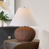 Channeled Brown Porcelain Table Lamp by Uttermost Keoghan, alternate view 2