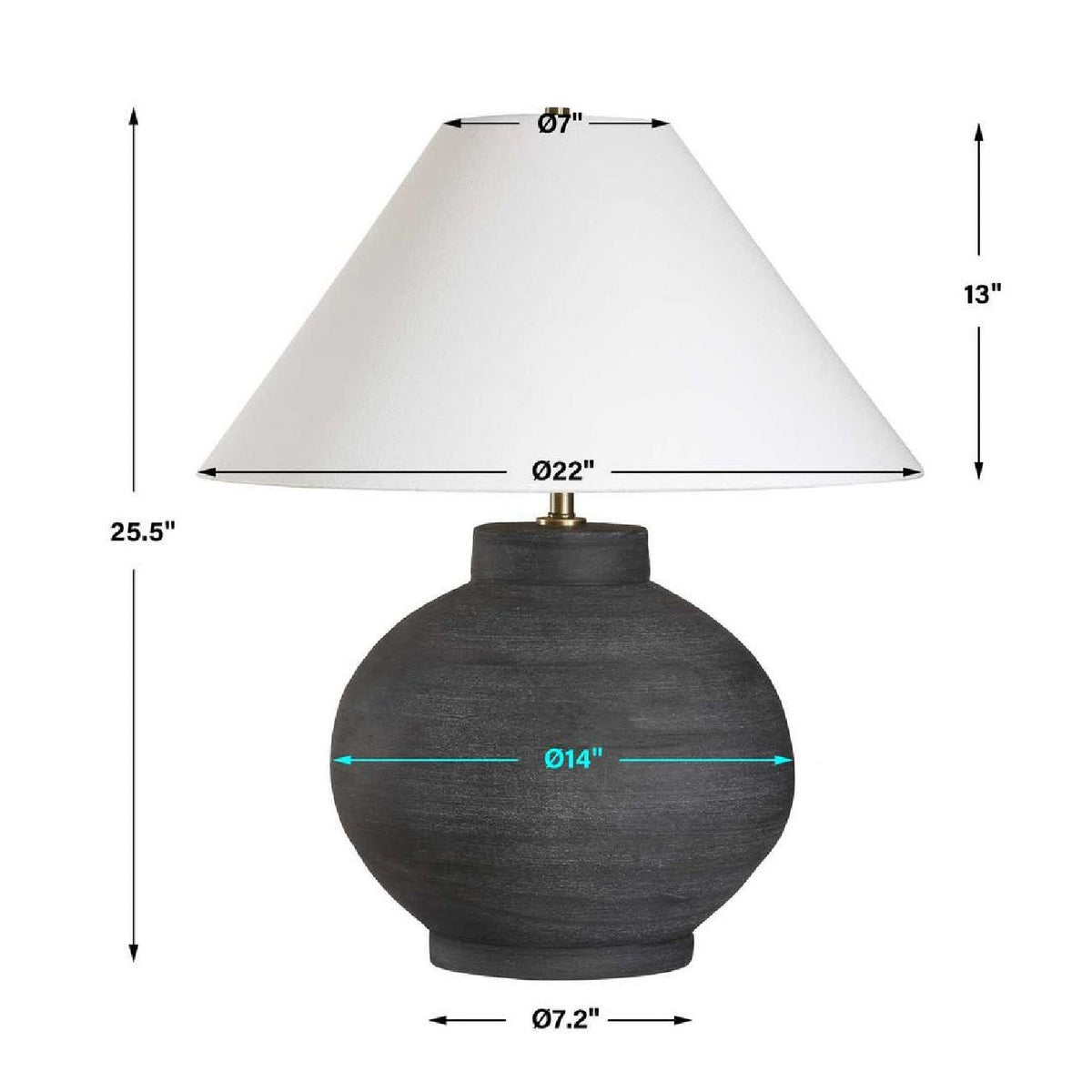 Black Porcelain Table Lamp by Uttermost Tramore, alternate view 3