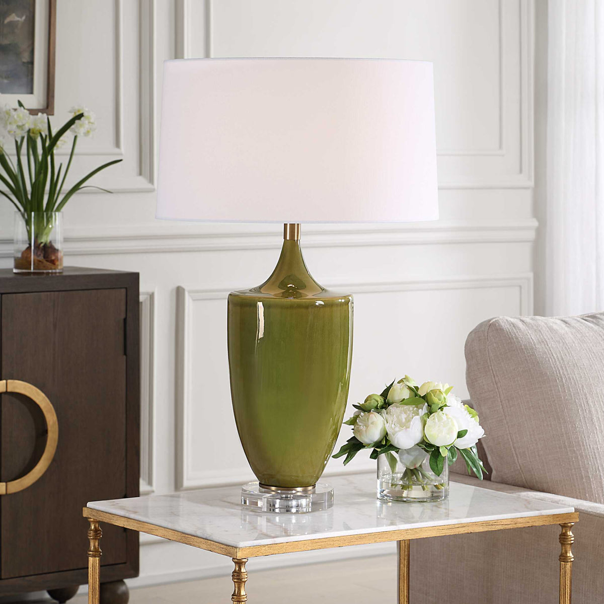 Modern European furniture - Green Crackled Ceramic Table Lamp - www.oroa.com