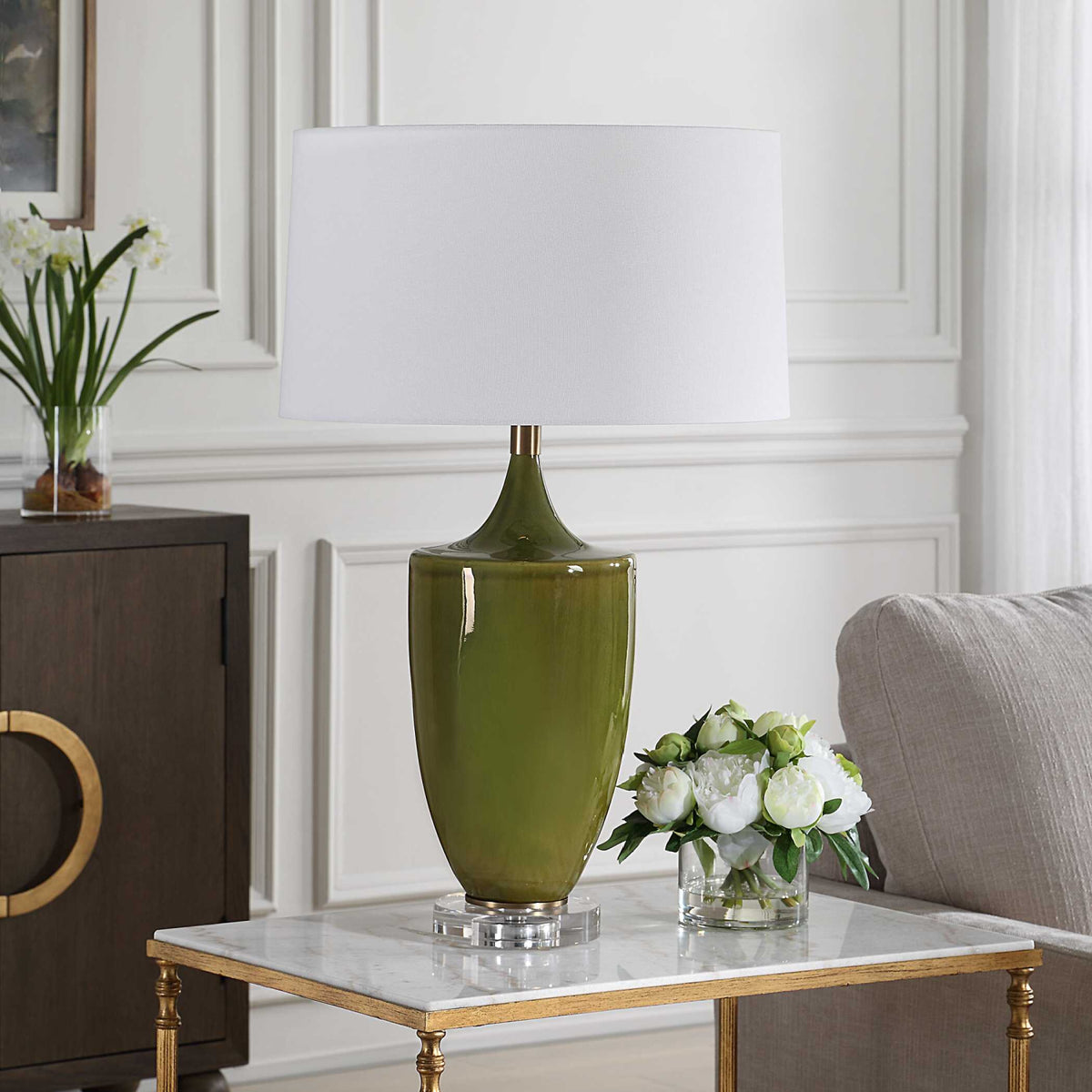 Modern European furniture - Green Crackled Ceramic Table Lamp - www.oroa.com