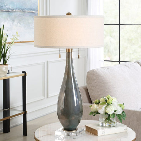 Glass Base Linen Table Lamp | Uttermost Cardoni - www.oroa.com