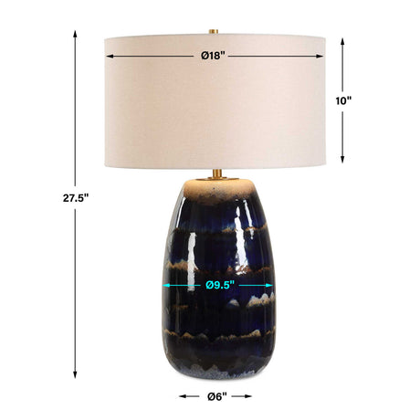 Blue Dripped Ceramic Table Lamp by Uttermost Orleans, alternate view 7