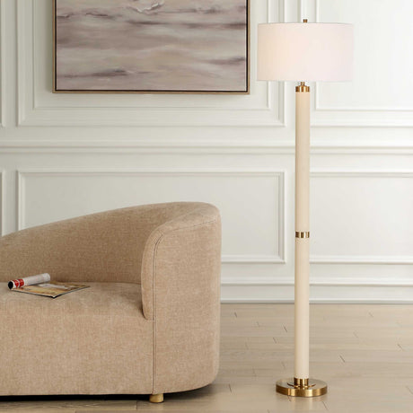 Modern European furniture - White Shagreen Look Floor Lamp - www.oroa.com