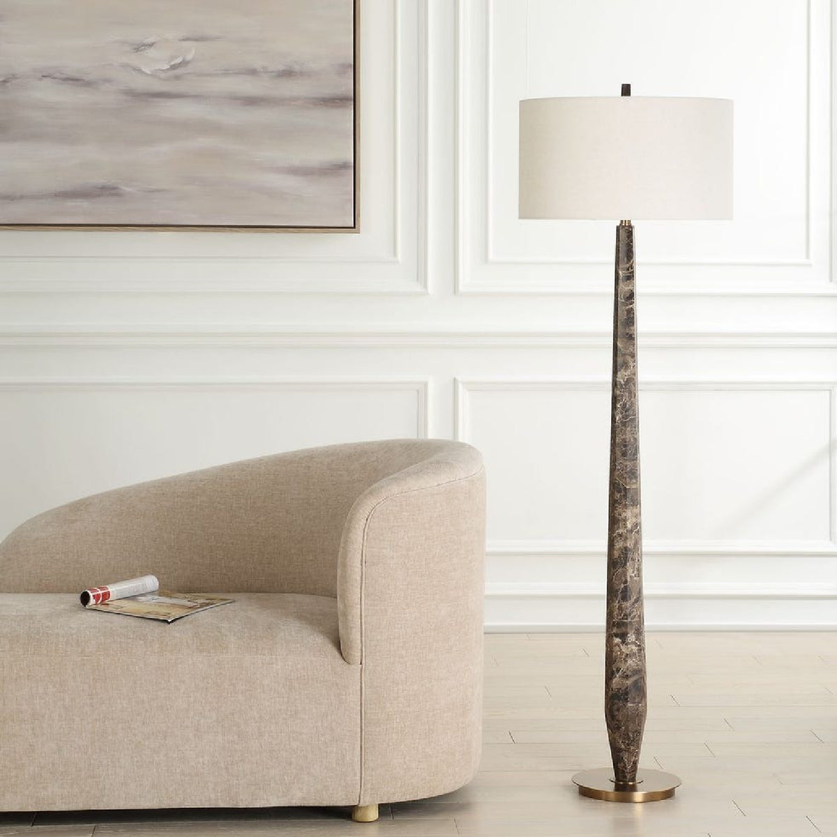 Emperador Brown Marble Floor Lamp by Uttermost Tyree, alternate view 2