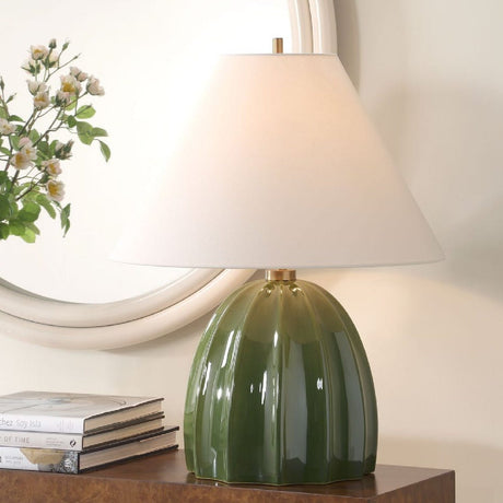 Modern European furniture - hanneled Green Ceramic Table Lamp by Uttermost Renna - www.oroa.com