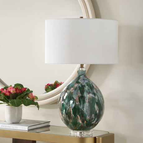 Multicolored Glazed Ceramic Table Lamp by Uttermost Mihaela, alternate view 6