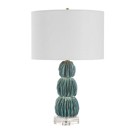 Stacked Teal Ceramic Table Lamp by Uttermost Bonaire, alternate view 3