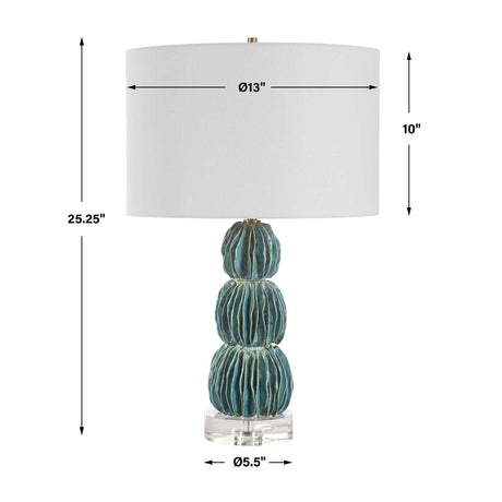 Stacked Teal Ceramic Table Lamp by Uttermost Bonaire, alternate view 7