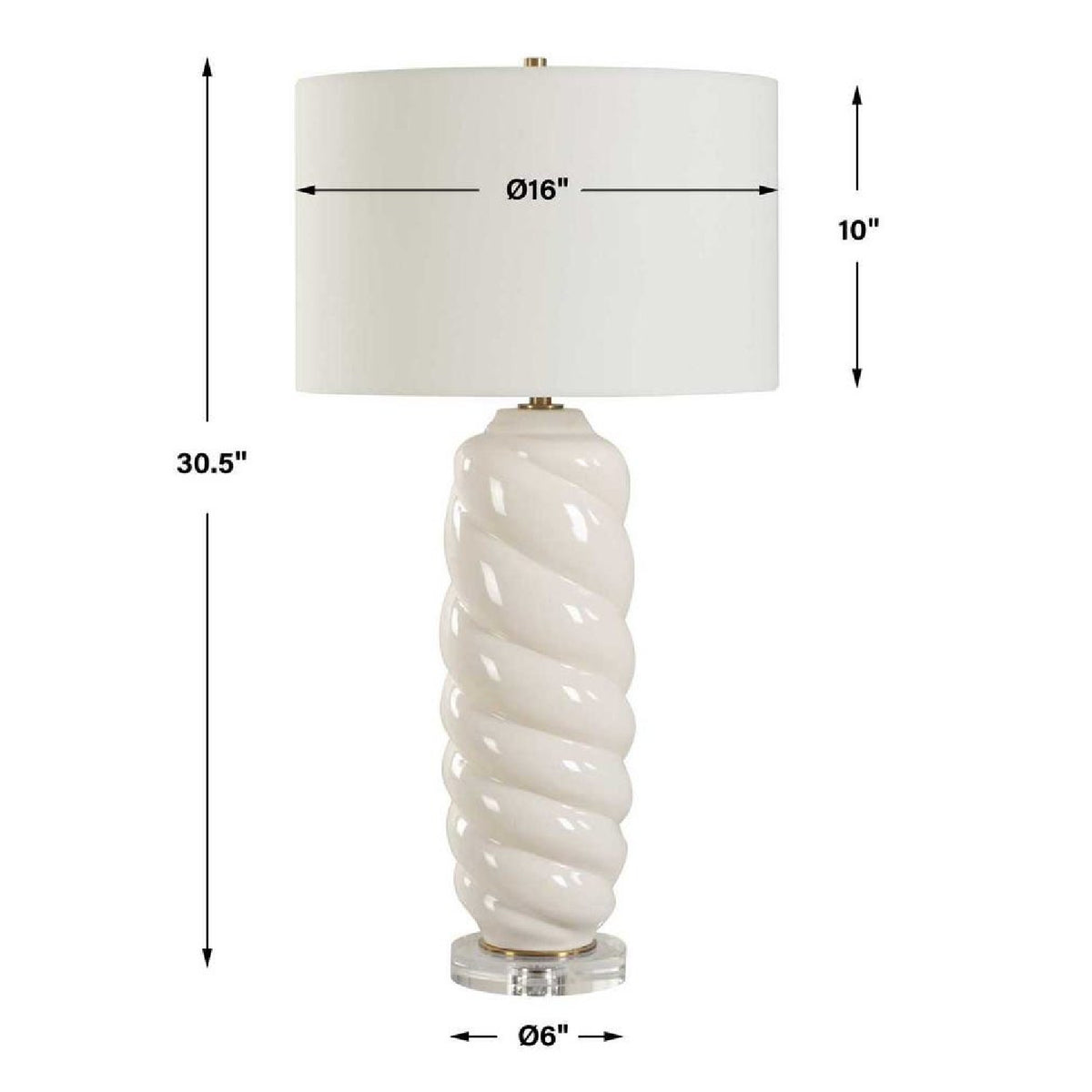 White Swirl Ceramic Table Lamp by Uttermost Anneli, alternate view 4