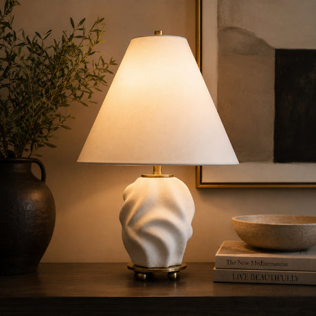 Modern European furniture - Swirled White Ceramic Accent Lamp - www.oroa.com
