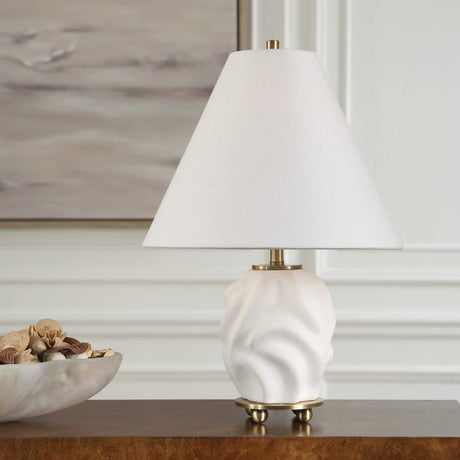 Modern European furniture - Swirled White Ceramic Accent Lamp - www.oroa.com