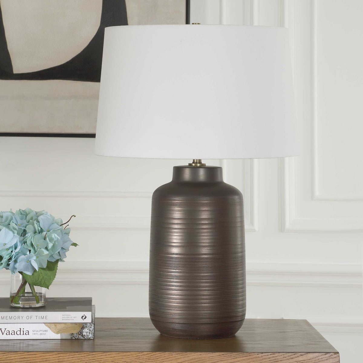 Modern European furniture - Etched Bronze Porcelain Table Lamp - www.oroa.com