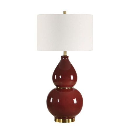 Red Glazed Ceramic Table Lamp by Uttermost Gourd, alternate view 3