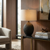 Chiseled Black Ceramic Table Lamp by Uttermost Levee, alternate view 2