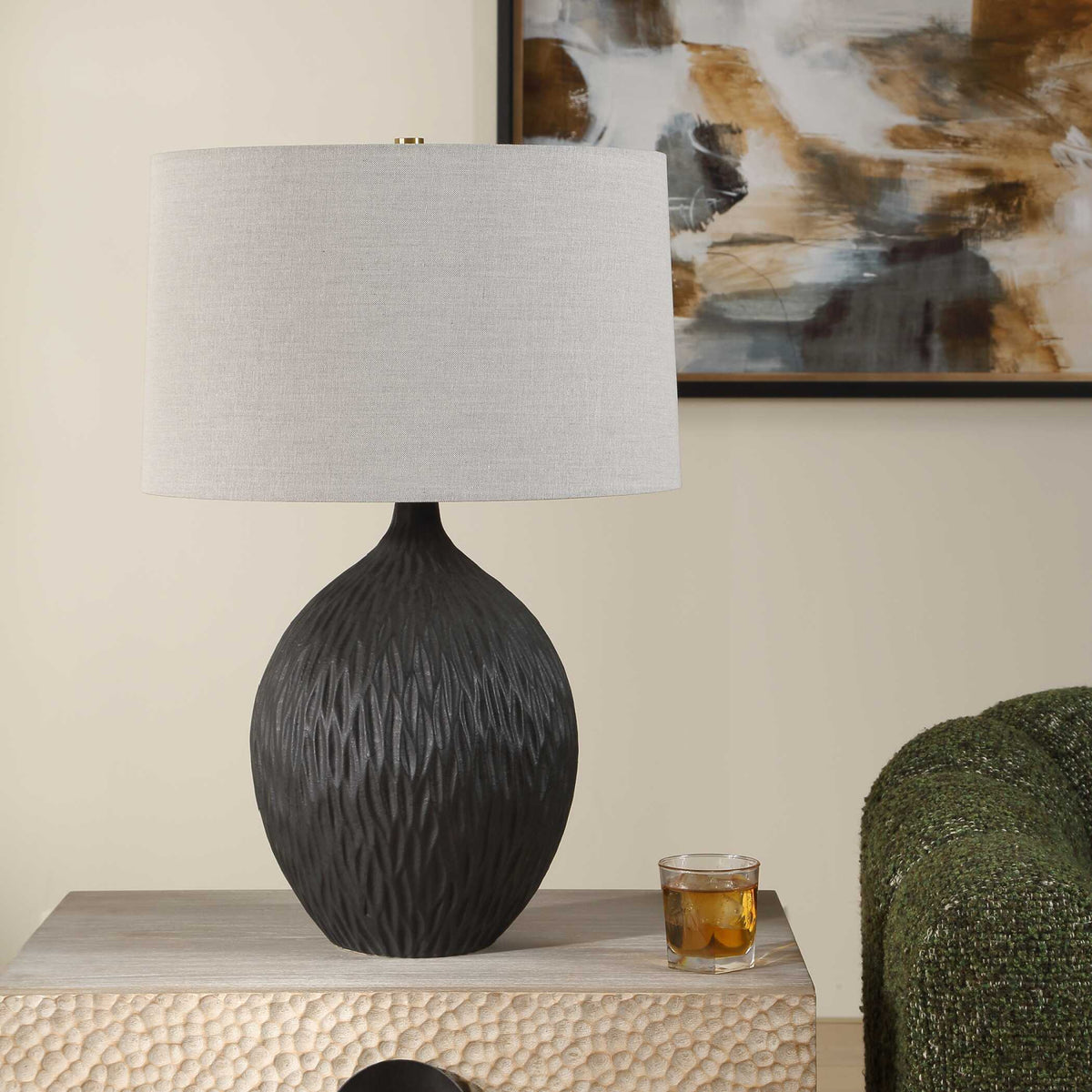Chiseled Black Ceramic Table Lamp by Uttermost Levee, alternate view 8