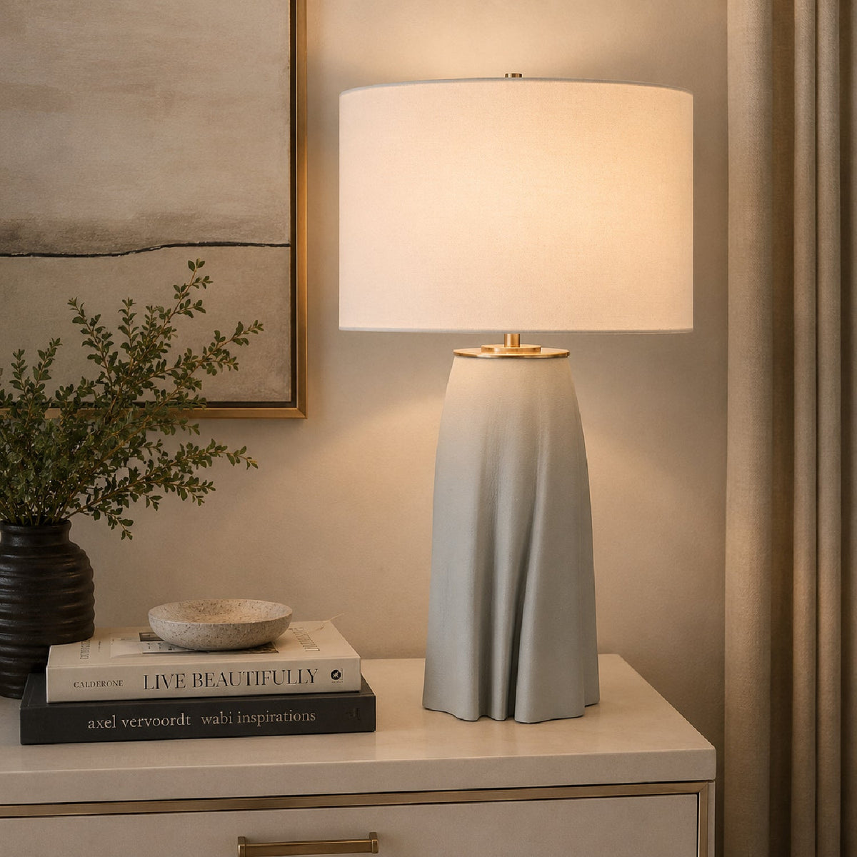 Modern European furniture - Light Blue Ceramic Table Lamp - www.oroa.com