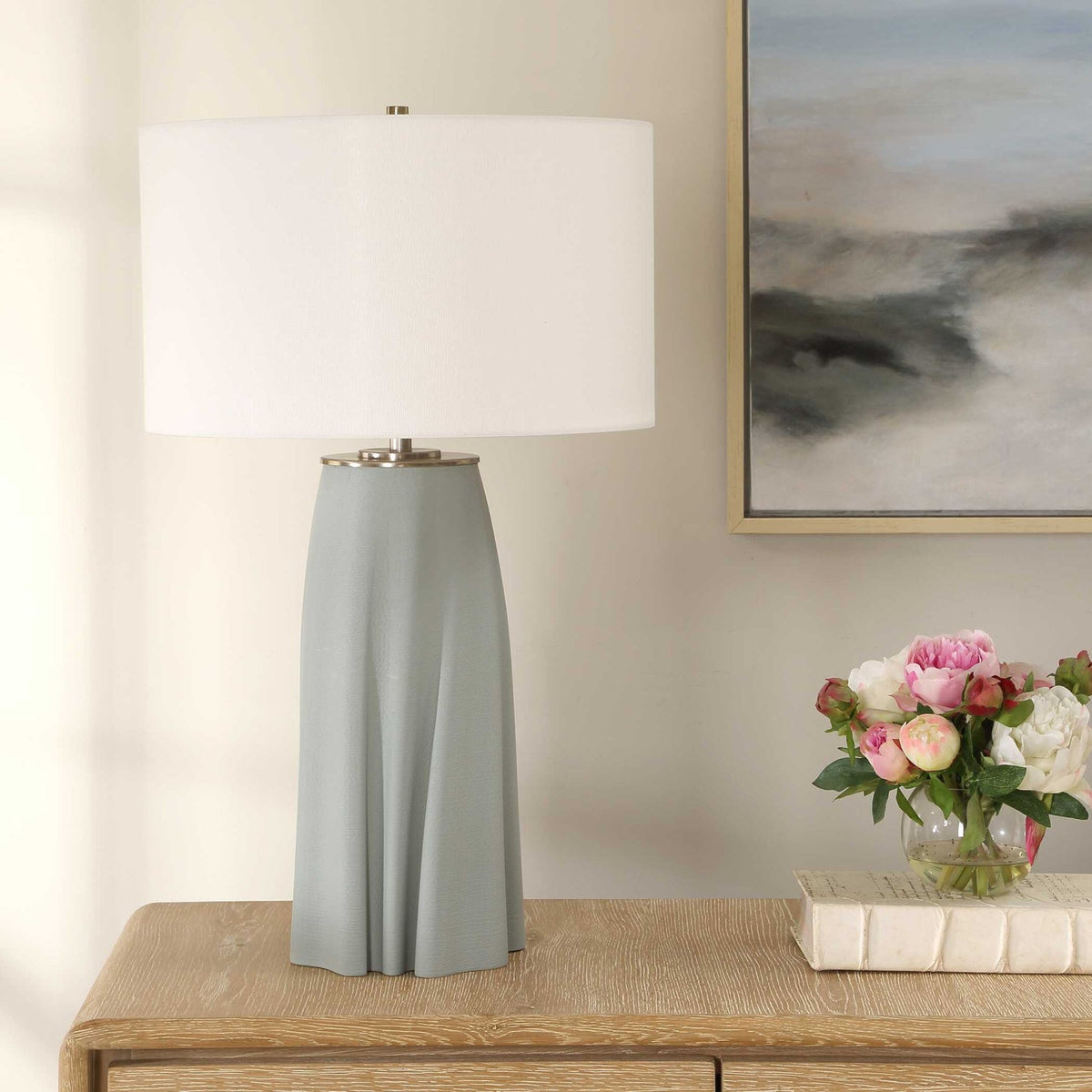 Modern European furniture - Light Blue Ceramic Table Lamp - www.oroa.com
