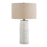 Modern European furniture - Ridged White Ceramic Table Lamp - www.oroa.com