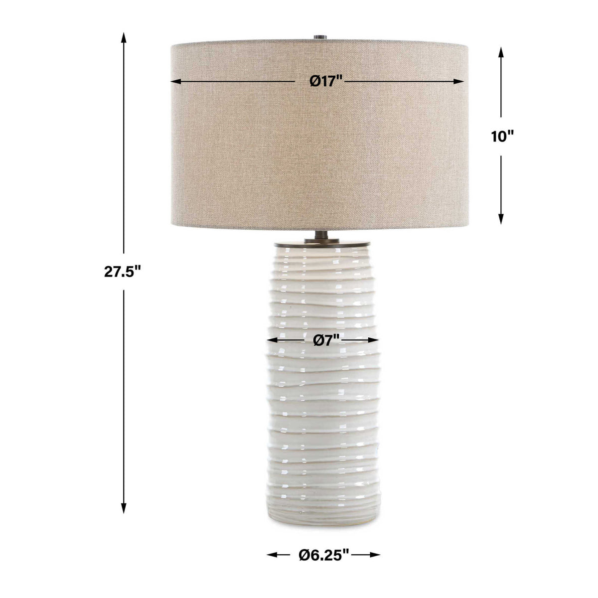 Modern European furniture - Ridged White Ceramic Table Lamp - www.oroa.com