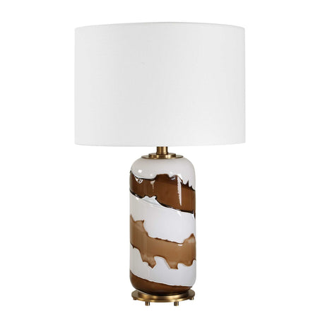 White & Brown Glass Table Lamp by Uttermost Ararat, alternate view 3