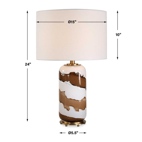 White & Brown Glass Table Lamp by Uttermost Ararat, alternate view 7