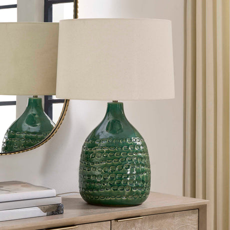 Dimpled Green Ceramic Table Lamp by Uttermost Breya, alternate view 7