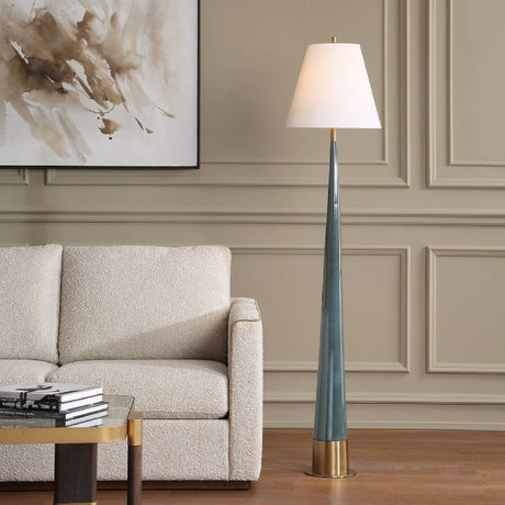Blue Tapered Ceramic Floor Lamp by Uttermost Riccardi, alternate view 2