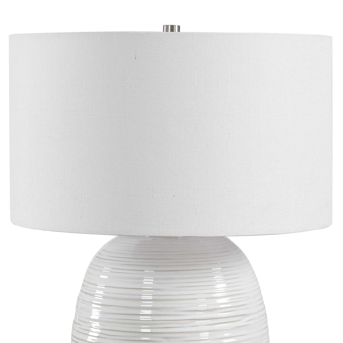 Modern European furniture - Ribbed White Ceramic Table Lamp - www.oroa.com
