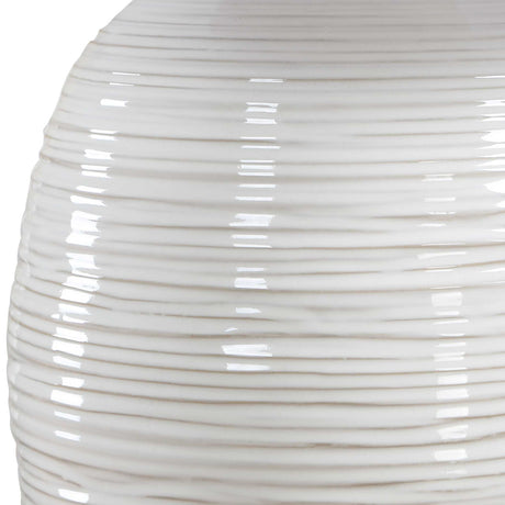 Modern European furniture - Ribbed White Ceramic Table Lamp - www.oroa.com