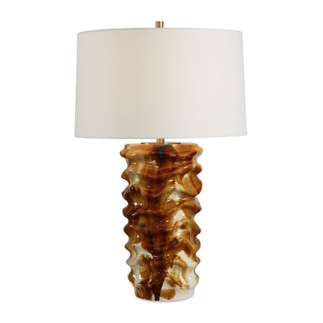 Rippled Brown Ceramic Table Lamp by Uttermost Bassa