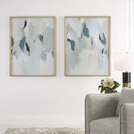 Modern European furniture - Blue Toned Minimalist Artwork Set (2) - www.oroa.com
