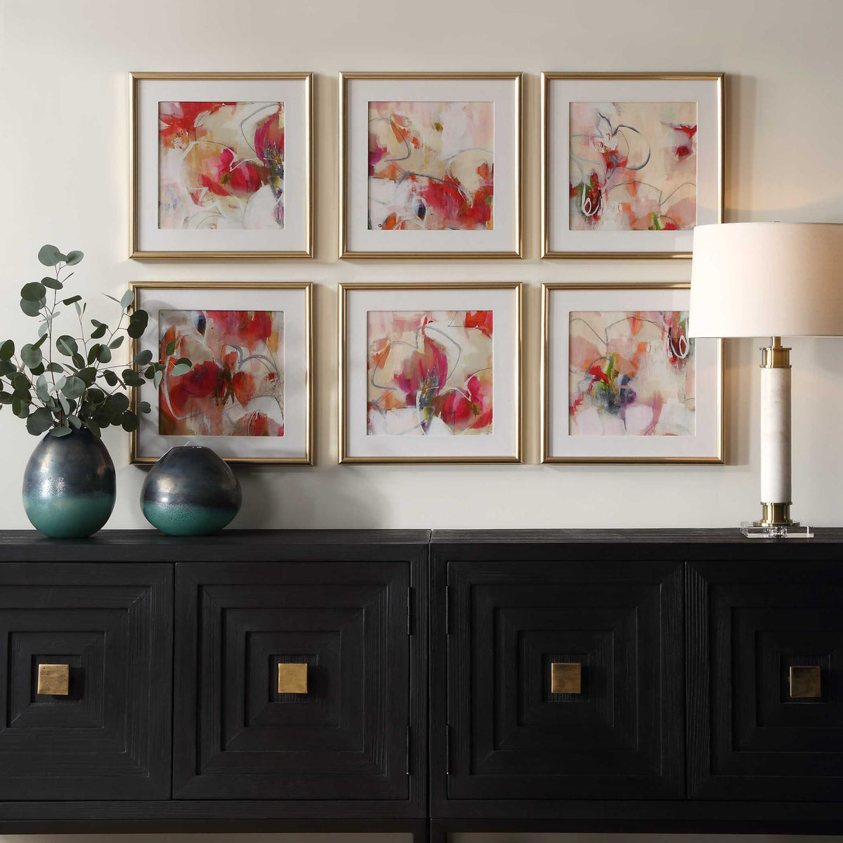 Modern European furniture - Red Floral Abstract Art Prints (6) - www.oroa.com