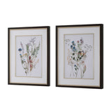 Floral Watercolor Style Art Prints (2) | Uttermost Delicate Flowers