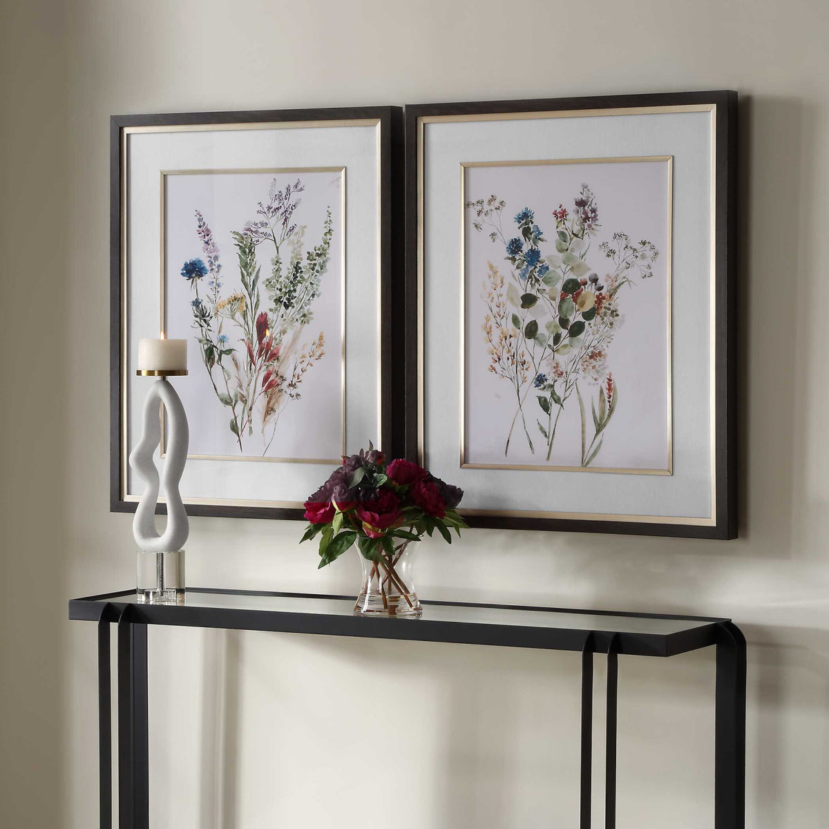 Floral Watercolor Style Art Prints (2) | Uttermost Delicate Flowers