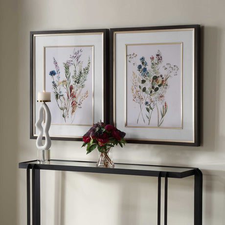 Floral Watercolor Style Art Prints (2) | Uttermost Delicate Flowers